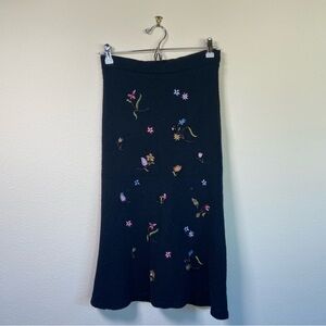Vintage Wool Embroidered Skirt by Ease Black Size 6